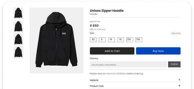 Unisex Zipper Hoodie Detail Panel